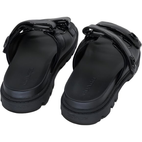Coach Brynn Leather Slide Heeled Sandals Black Women's US 9.5M - Picture 3 of 6